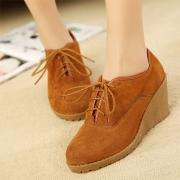 Sweet Plaid Fashion Floral Patterns Wedge Lace-up Knight Boots Ankle