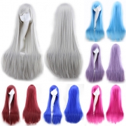 Fashion Colorful Cosplay Long Tilted Frisette Hair Wig