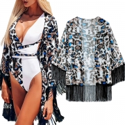 Fashion Floral Printed Tassel Cardigan