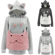 Pet Carrier Hoodie Sweatshirt med rymliga framfickor - bekvämt och praktiskt
