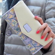 Pastoral Style Contrast Color Floral Print Three-fold Wallet