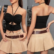 Sexig Crop Top with Cut-out Front Detail and Ruching