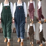 Casual Front Patch Fickor Sidofickor Manchester Overall för kvinnor