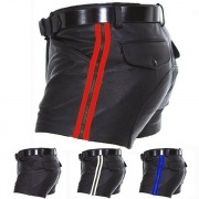 Fashion Sidorand Tryckt PU Läder Shorts för Herrar