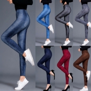 Mode Enfärgade Högmidjade Skinny Leggings