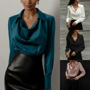 Elegant draperad långärmad skjorta med stil