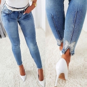 Fashion Butterfly Skinny Jeans i vintage-tvättad denim