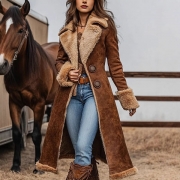 Vintage mockakappa med hakslagskrage och vida ärmar