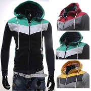 Fashion Contrast Color Long Sleeve Men's Hoodies