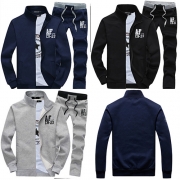 Fashion Solid Color Long Sleeve Men's Casual Sports Suit