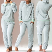 Fashion Solid Color Long Sleeve Hooded Sports Suit