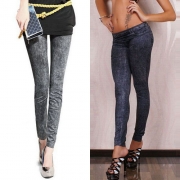 Fashion Snowflake Printed Faux Denim Leggings
