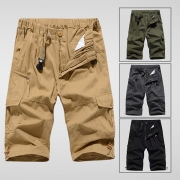 Trendiga enfärgade cargoshorts för herr med elastisk midja