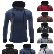 Herrtröja långärmad med asymmetrisk dragkedja – avslappnad passform