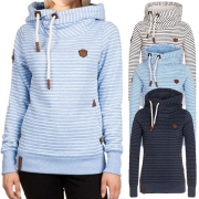 Snygg långärmad randig hoodie för kvinnor