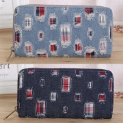 Retro Stil Sliten Jeansplånbok för Damer