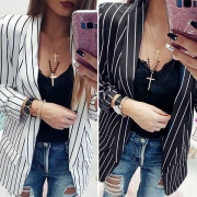 OL Style långärmad Slim Fit randig kavaj