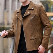 Herrjacka med sned dragkedja och enfärgad design, långärmad