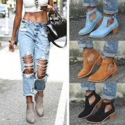 Fashion Thick Heel Round Toe Ankle Boots Booties