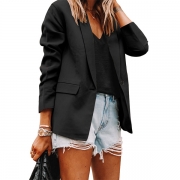 OL Style Solid Color Long Sleeve Slim Fit Blazer