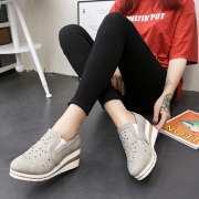 Fashion Wedge Heel Round Toe Rhinestone Spliced Shoes