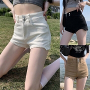 Sexiga mid-midja enfärgade Slim Fit Mini Shorts