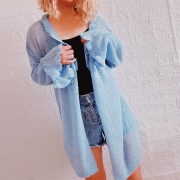 Fashion Solid Color Long Sleeve Front-pocket Thin Cardigan