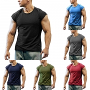 Enkel stil - ärmlös rundhalsad sport-T-shirt för män
