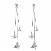 Fashion Rhinestone Butterfly Pendant Tassel Earrings