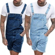 Retrostil mellan midja, avslappnad passform, jeansshorts för män