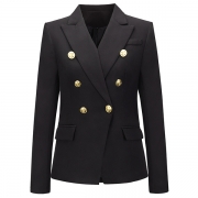 OL Style Long Sleeve Irregular Hem Double-breasted Slim Fit Suit Coat