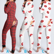 Sexig V-ringad Jumpsuit i ett stycke med Tryckt Mönster och Slim Fit Passform