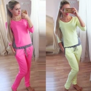 Fashion Contrast Color Casual Sports Suit