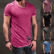 Casual Style Kortärmad Rundhalsad T-shirt för Män