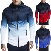 Gradient Modefärg Långärmad Huvjacka för män
