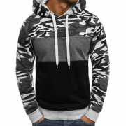 Fashion Contrast Color Printed Long Sleeve Men's Hoodie