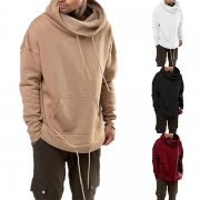 Mode enfärgad långärmad huvtröja för män