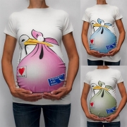 Söt kortärmad mamma T-shirt med rund hals och tryckt teckning