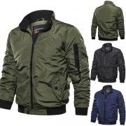 Fashion Solid Color Long Sleeve Stand Collar Man's Jacket(Size Run Small）