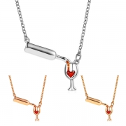 Elegant Stil Vinflaska Vinglas Hängsmycke Halsband