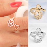 Creatief Ontwerp Hondenpoot & Hartvormige Open Ring