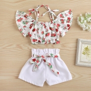 Sexy Printed Sling Top + Shorts + Headband Three-piece Set for Kids