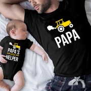 Casual Style Car PAPA Letters Printed Short Sleeve T-shirt från förälder och barn