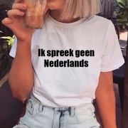 I do not speak English-Shirt with Round Neckline and Short Sleeve