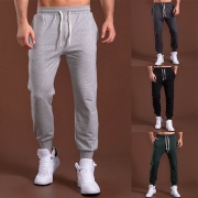 Casual Basic Drawstring Ribbed Trim Jogging Pants/ Joggers for Men