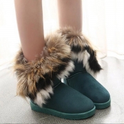 Fuskpäls Mid-tube Snow Boots Varma bomullsstövlar