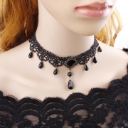 Vintage Kristallhänge med tofsar och spets Choker halsband.