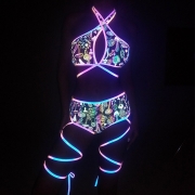 Fluorescerande Bikini Baddräkt med Glow-in-the-Dark Cross-Strap