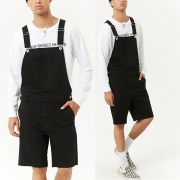 Retro Denim Destroyed Shorts Dungarees