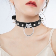 Punk Stil Nitar O-ring konstläder PU Justerbart Halsband